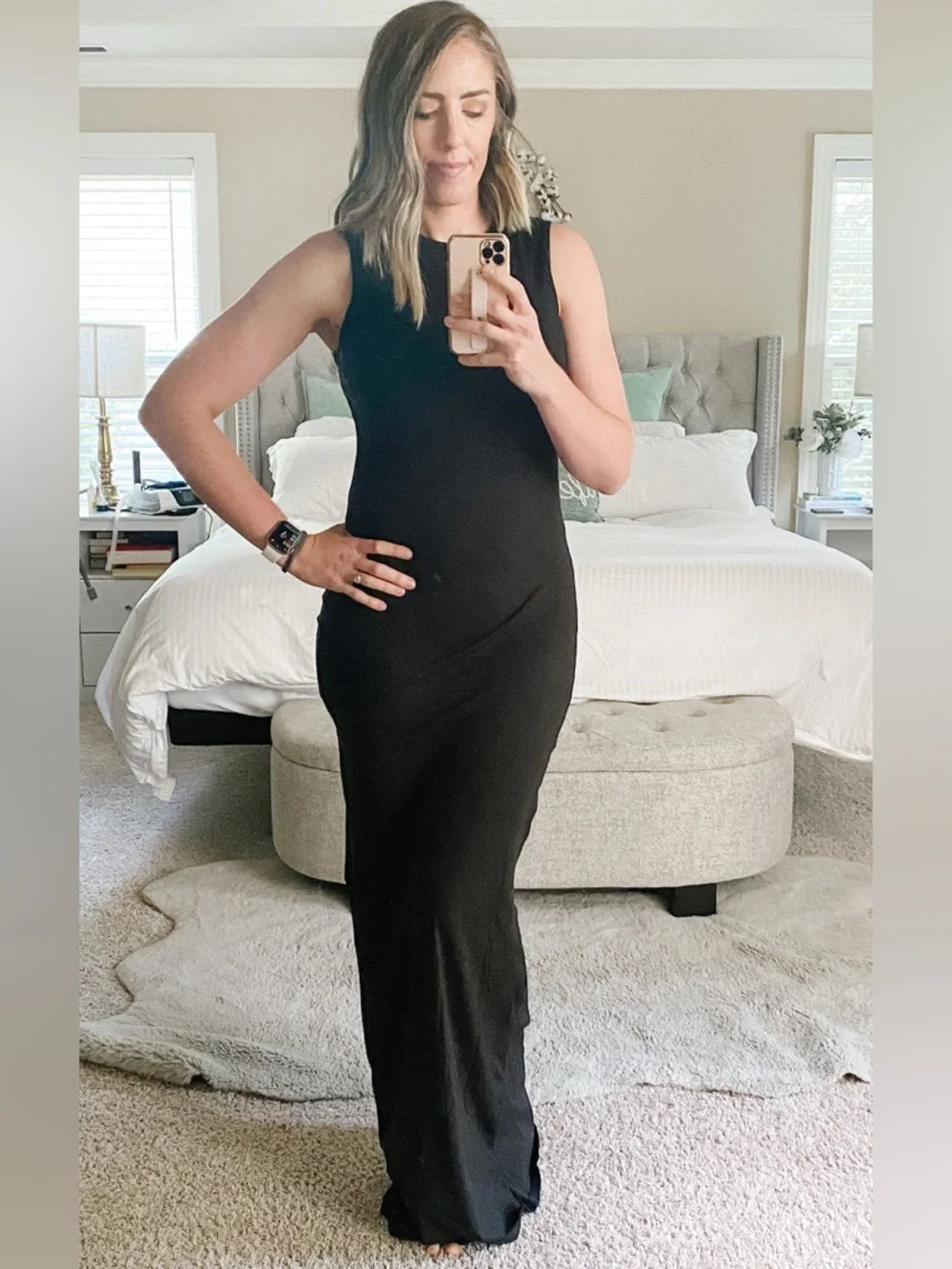 NWT Boohoo | Tall Basic Cotton Blend Scoop Neck Black Maxi Dress Size 10 Tall - Picture 6 of 13